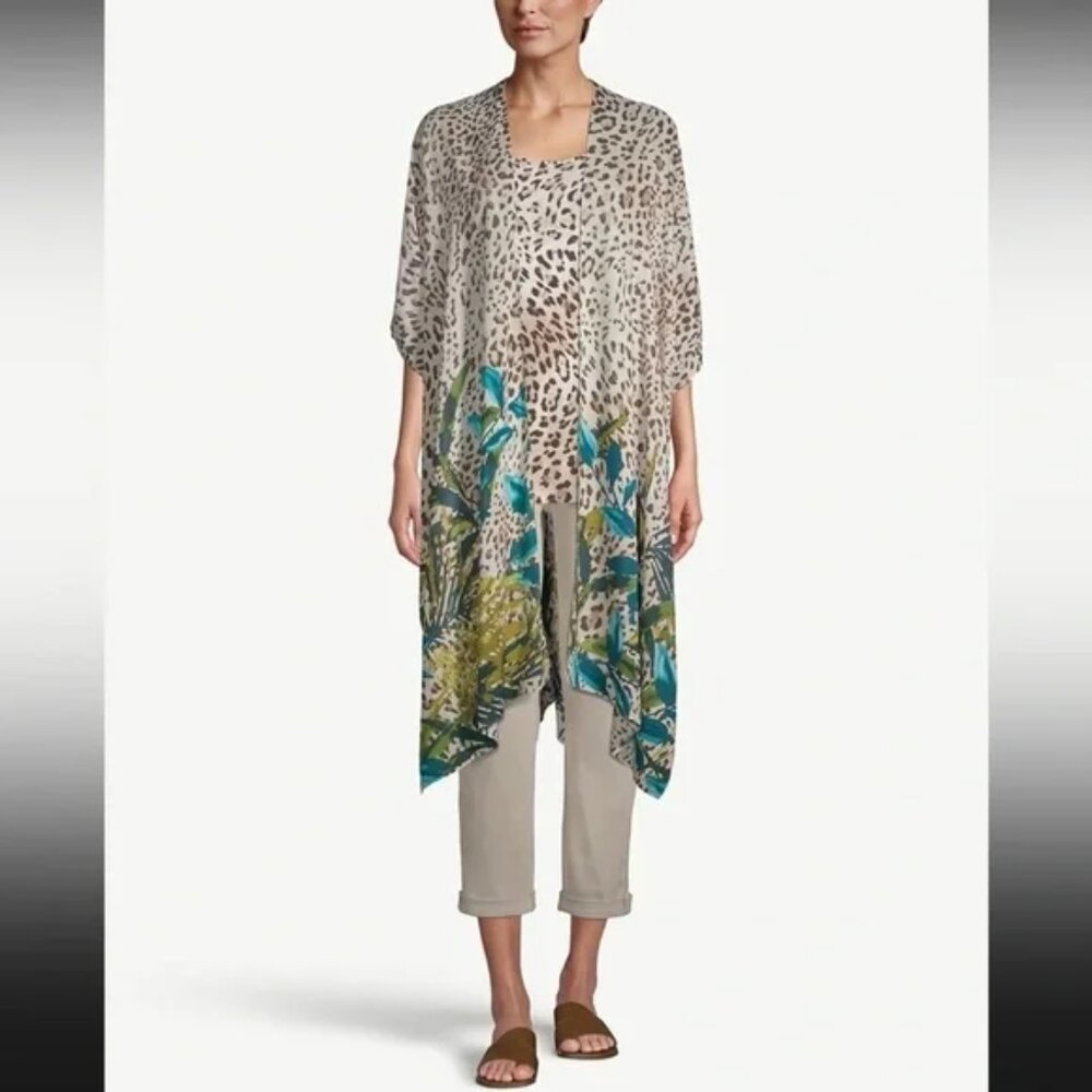 CHICO'S Leopard Print Ruana Duster